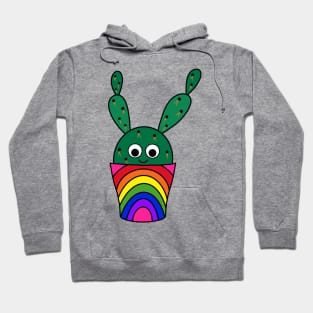 Cute Cactus Design #252: Thorny Cactus In Rainbow Pot Hoodie